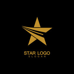Obraz premium Gold Star Logo Vector in elegant Style with Black Background
