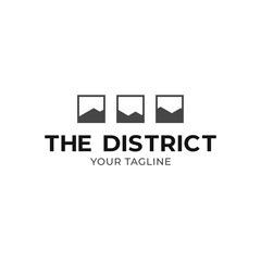 Luxurious district with natural scenery. Logo design template for real estate company.
