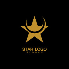 Gold Star Logo Vector in elegant Style with Black Background