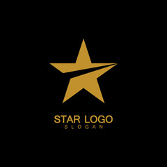 Gold Star Logo Vector in elegant Style with Black Background
