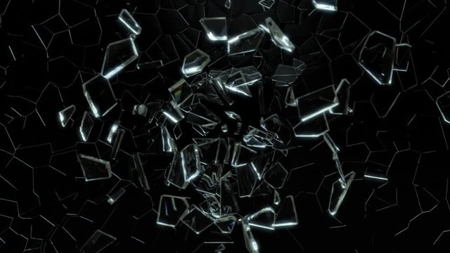 3D Animation Shattering Glass in slow motion.