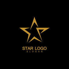 Gold Star Logo Vector in elegant Style with Black Background