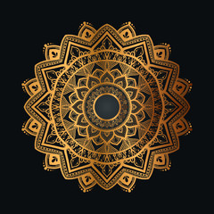 luxury decoration of mandala flowers with shiny gold color