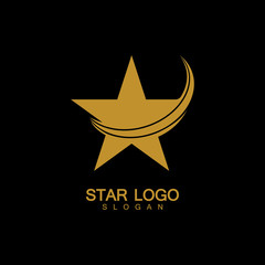 Gold Star Logo Vector in elegant Style with Black Background