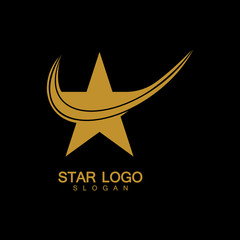 Gold Star Logo Vector in elegant Style with Black Background