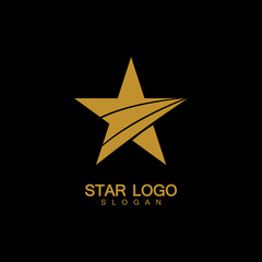 Obraz premium Gold Star Logo Vector in elegant Style with Black Background