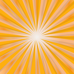 Pop art colorful comics book magazine cover. Striped orange background. Cartoon funny retro pattern strip mock up. Vector halftone illustration. 90-s style. Sunburst, starburst shape.