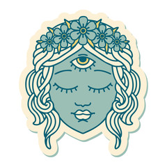 tattoo style sticker of female face