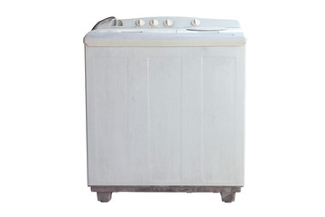Old washing machine isolated on white background included clipping path.