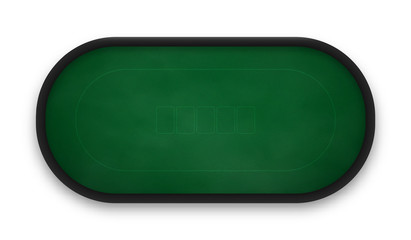 Poker table made of green cloth isolated on white background.