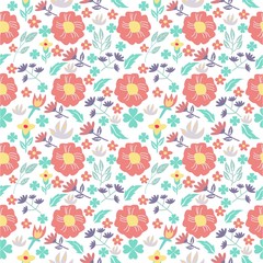 vector floral seamless pattern with summer herbs and butterflies