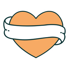 tattoo style icon of a heart and banner