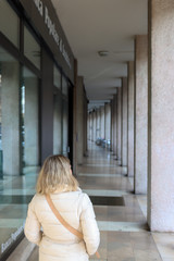 young woman in a corridor