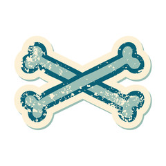distressed sticker tattoo style icon of cross bones