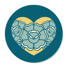 Fototapeta premium tattoo style sticker of a heart and flowers