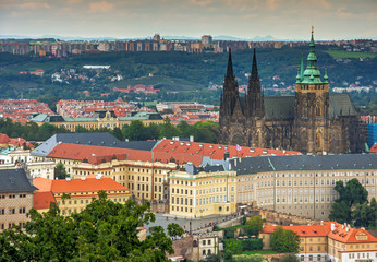 Aerial view over the city of Prague