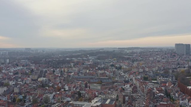Brussels Belgium Aerial v18 Flying around Laeken district with full outer cityscape views - December 2019