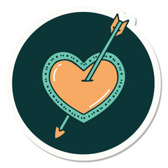 tattoo style sticker of an arrow and heart