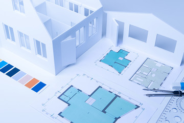 Architectural Bureau. Development of the internal layout of the room. Work on the construction plan of the future cottage. Preparation of the layout of the house according to construction drawings.
