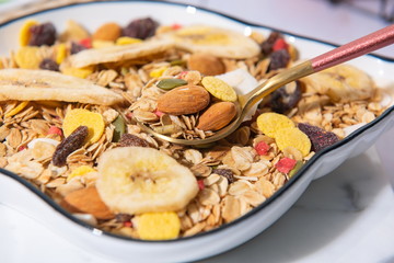 All kinds of fruit cereal are appetizing