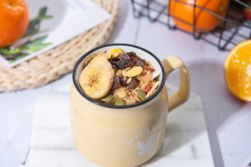 All kinds of fruit cereal are appetizing