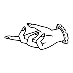 black line tattoo of a hand