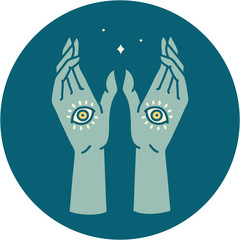tattoo style icon of mystic hands