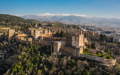 Fototapeta na wymiar Aerial view of Alhambra Fortress
