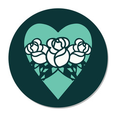 Obraz premium tattoo style sticker of a heart and flowers