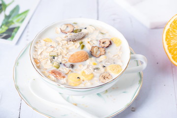 All kinds of fruit cereal are appetizing