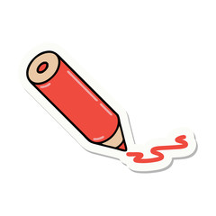 tattoo style sticker of a colouring pencil