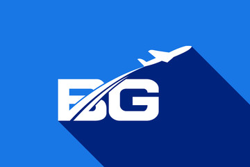  Initial Letter B and G with Aviation Logo Design, Air, Airline, Airplane and Travel Logo template.