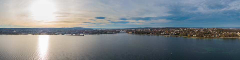 Fototapeta na wymiar Panorama von Konstanz am Bodensee - Panorama from(Lake of) Constance