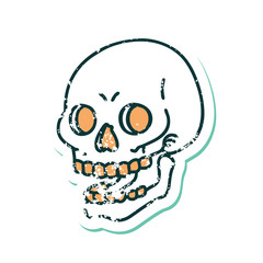 distressed sticker tattoo style icon of a skull