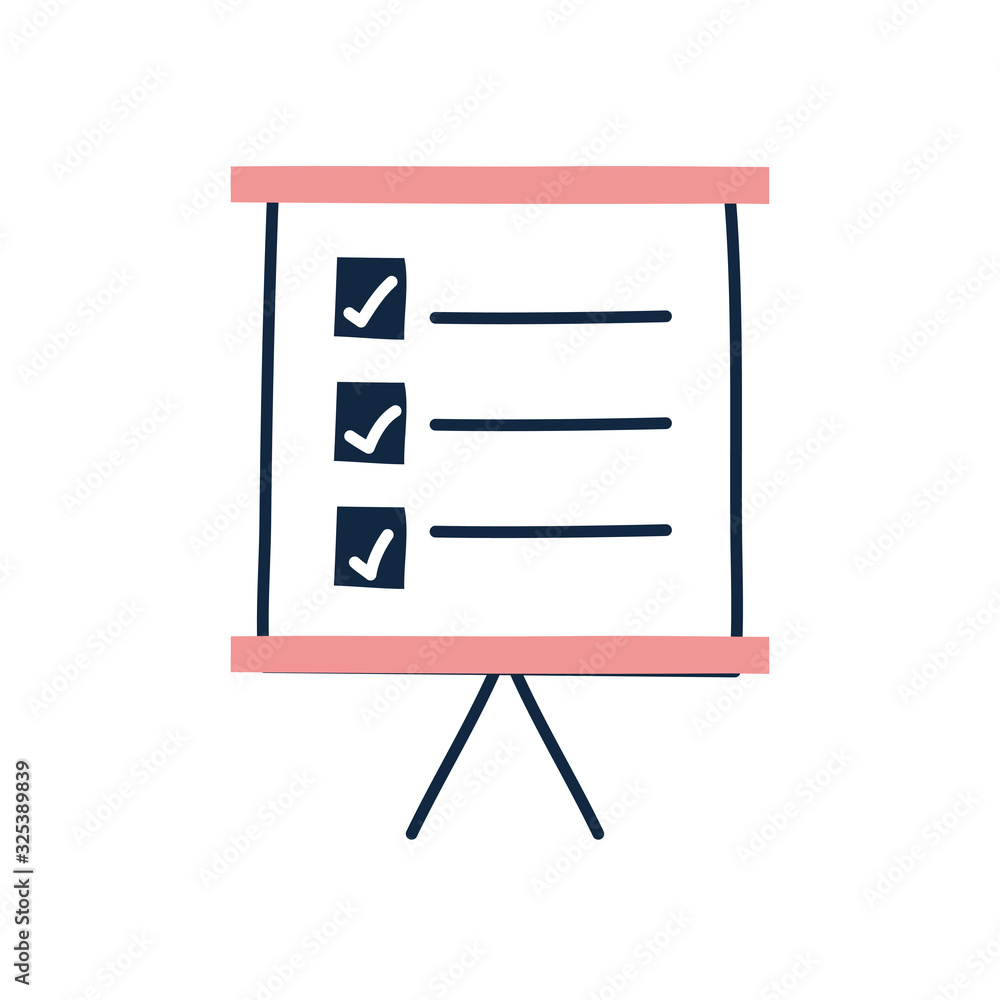 Poster isolated check marks board doodle line fill style icon vector design