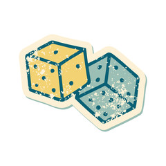 distressed sticker tattoo style icon of lucky dice