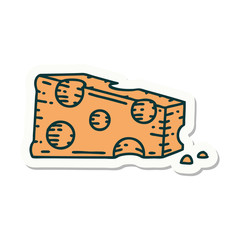 tattoo style sticker of a slice of cheese