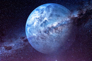 Obraz na płótnie Canvas Exoplanet and galaxy 3D render