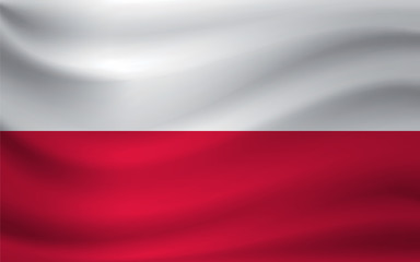 Waving flag of Poland. Vector illustration