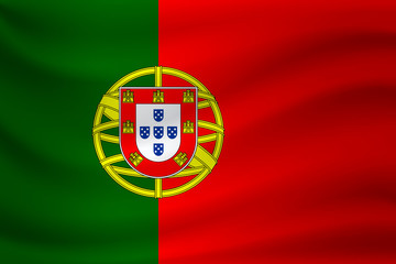 Waving flag of Portugal. Vector illustration