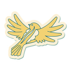 tattoo style sticker of a flying bird