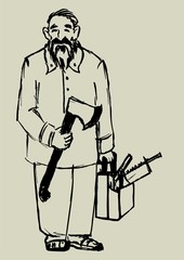 lumberjack man profession vector illustration character hand drawing