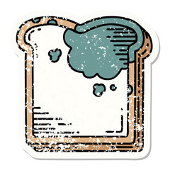 traditional distressed sticker tattoo of a mouldy bread