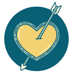 tattoo style icon of an arrow and heart