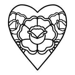 Obraz premium black line tattoo of a heart and flowers