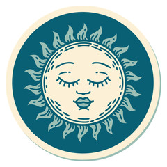 tattoo style sticker of a sun