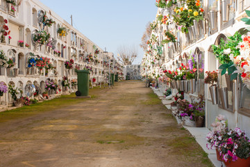 Catholic cemetery on the eve of Holy Easter.