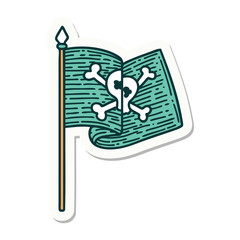 tattoo style sticker of a pirate flag
