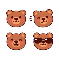 Cute cartoon bear face set