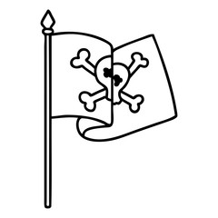 black line tattoo of a pirate flag